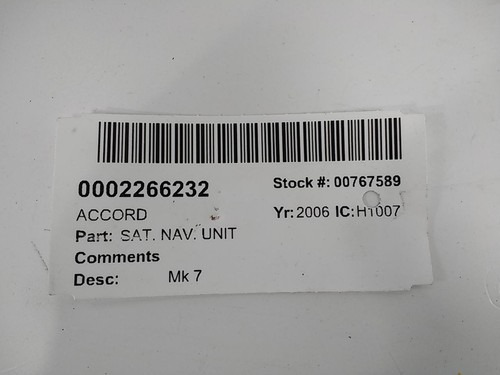 Sat nav unit honda - sat,