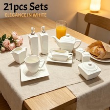 21pcs White Ceramic Coffee /