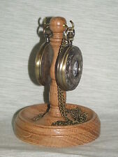 DOUBLE POCKET WATCH STAND OAK WOOD HANGER DISPLAY WOODEN HOLDER UNIQUE