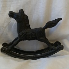 Vintage Cast Iron 5 Inch Rocking Horse Door Stop With Saddle Detail