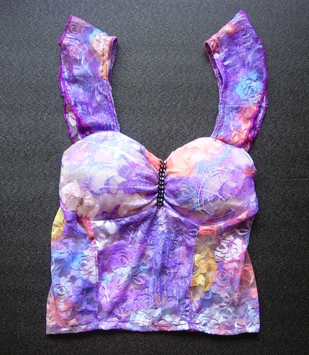 Lilac camisole lace basque - lace,