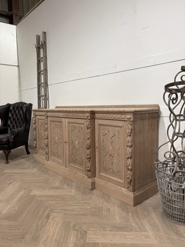 Antique oak sideboard carved - sideboard, /