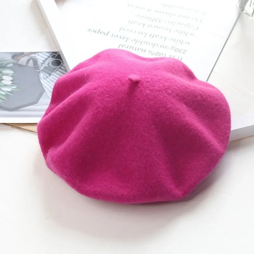 Plain beret hat wool - wool, autumn