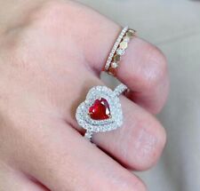 18ct White Gold Stunning Genuine Pigeon Blood Ruby and Diamond Engagement Ring