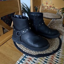George Asda Kids Girls Black Star Stud Biker Ankle Boots