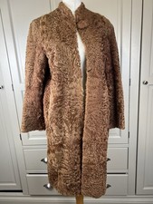 Vintage Astrakhan Brown Open Opera coat stunning lining & 1 button size M Ptp22”