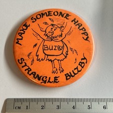 Vintage Parody pin badge British Telecom Make Someone Happy Strangle Buzby 