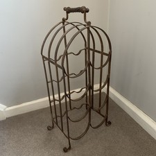 Rustic Style Free Standing Metal Wine Bottle Rack Holds 8 Rusty Industrial Heavy