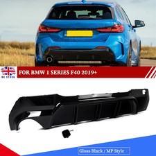 FOR BMW 1 SERIES F40 2019+ GLOSS BLACK REAR DIFFUSER M SPORT SINGLE EXHAUST MP