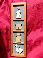 Wall Ornament Wooden Decoration 4 Seasons Duck, Rabbit, House, Cat 12x5 Approx