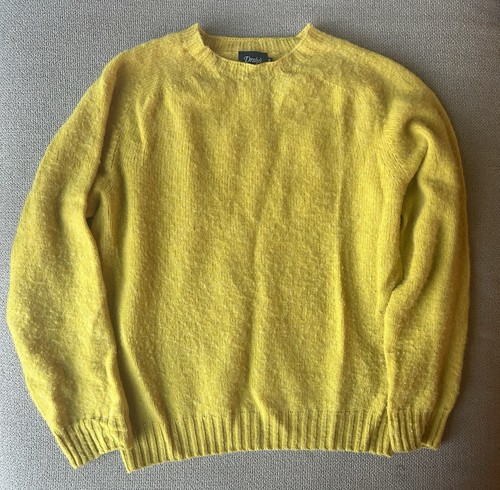 Drakes yellow shetland jumper - drakes,