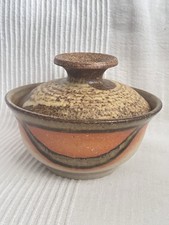 Vintage Cornish Studio Pottery Bowl with Lid by Graham Fern - Porthleven Pottery