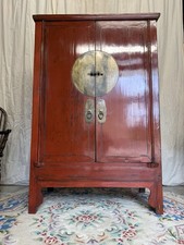 Red Lacquered Chinese Wedding Oriental Cabinet Cupboard Wardrobe