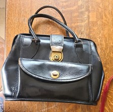 Vintage Black Leather Doctors Gladstone  Style Bag