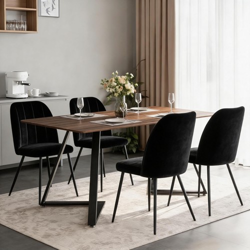 Brown wooden dining - table, and