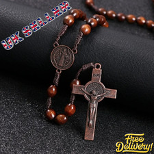 Wooden Rosary Cross Handmade Beads Catholic Christian Antique Traditional Style