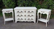 GRANGE PAINTED CHEST OF DRAWERS & MATCHING BEDSIDES