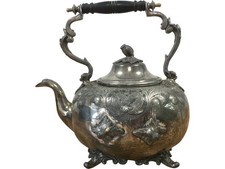 Antique 19th Century Victorian Footed Britannia Metal Teapot Johnson & Co J & Co