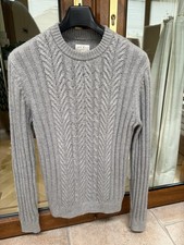 Jack Wills Mens Size Medium Grey Cable Knit Jumper 100% Wool Excellent Condition