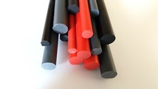 PVC Plastic Round Rod Bar Red, Black, Grey 6 to 25mm Diameter, 50 to 600mm Long