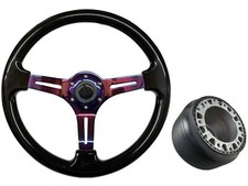 Black Neo Chrome TS Steering Wheel + Boss Kit fits TOYOTA 047