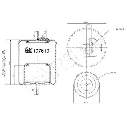 Rear air suspension boot febi - air,