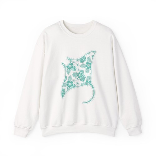 Floral manta ray - floral, crewneck