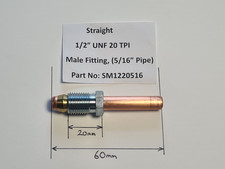 1/2” 20 UNF Classic Car Male Fuel Line Connector 5/16” Straight Pipe, SM1220516