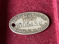 Vintage British Key Property Register Glasgow 8B105436 Lost Key Reward Tag #20