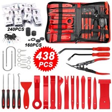 438Pcs Car Trim Removal Pry Tool Set Molding Panel Door Dash Interior Clip Kit