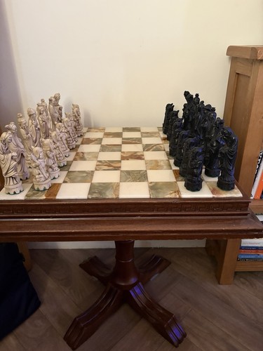 Antique marble wood chess - marble,