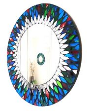 Round blue red peacock design