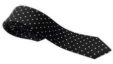 Tootal Black White Polka Dots Silk Skinny Tie