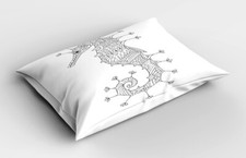 Animal Pillow Sham Seahorse Heraldic Art