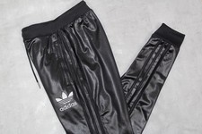 ADIDAS CHILE 62 SHINY SUPERSTAR RIBBED TRACKSUIT BOTTOMS,RETRO,SIZE:SMALL