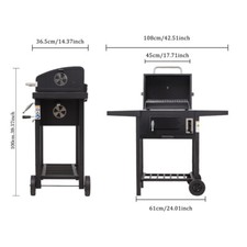 Garden Barbecue Smoker Burner Charcoal Grill Thermometer Storage Warming Rack