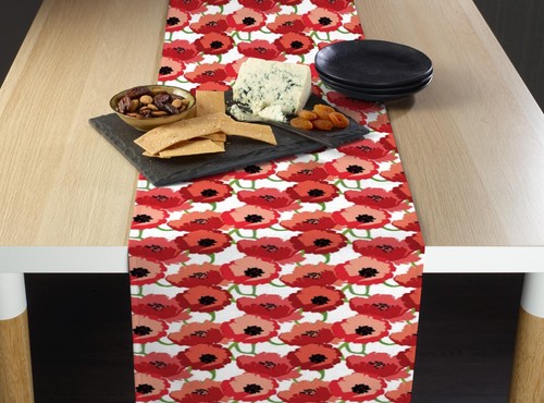Red poppies table runners - poppies,