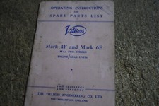 VILLIERS MARK 4F  6F 98cc OPERATING INSTRUCTIONS AND SPARE PARTS LIST WORKSHOP