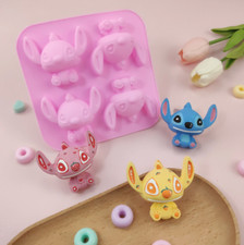 4 Stitch Silicone Cake Mould Baking Ice Cube Jelly Soap Cartoon Kids Party 