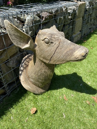 Carved large wood deer - carved,