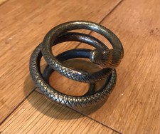 Vintage Brass Snake Desktop Ornament 2.5" Reptile Animal Figurine (B7)