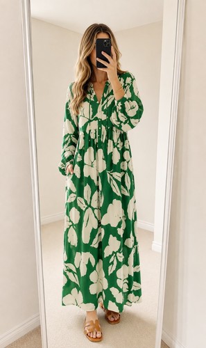 Green ivory floral maxi - ivory,