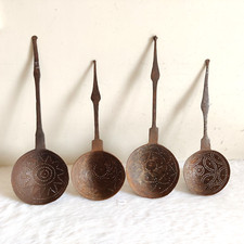 19c Antique Primitive Handcrafted Iron Strainer Decorative Collectible 4 pcs