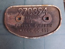 BR Tope Spoil D Wagon Plate Rebuilt Powell Duffryn Railwayana 970394