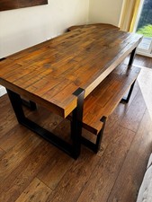 Next Natural / Black Jefferson Solid Wood Pine 4-Seater Dining Table