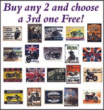motorbike motorcycles vintage retro replica tin metal sign plaque shed garage