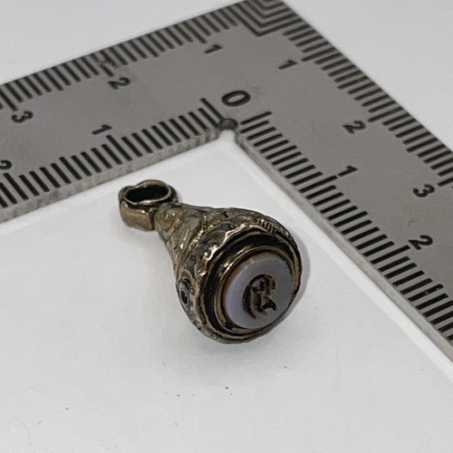 Gold plated antique seal fob - gold,