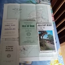 Vintage Geographia Map. Isle Of Man. Tourist Trophy TT Course. 1955 1/6net lot.