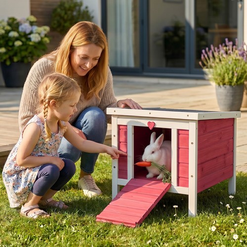 Pawhut rabbit hutch bunny - hutch,,