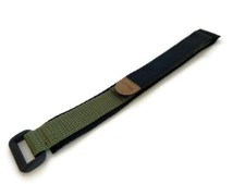 Hook and Loop Wraparound Watch Strap, Olive Green 18mm with Plastic Buckle, 18mm